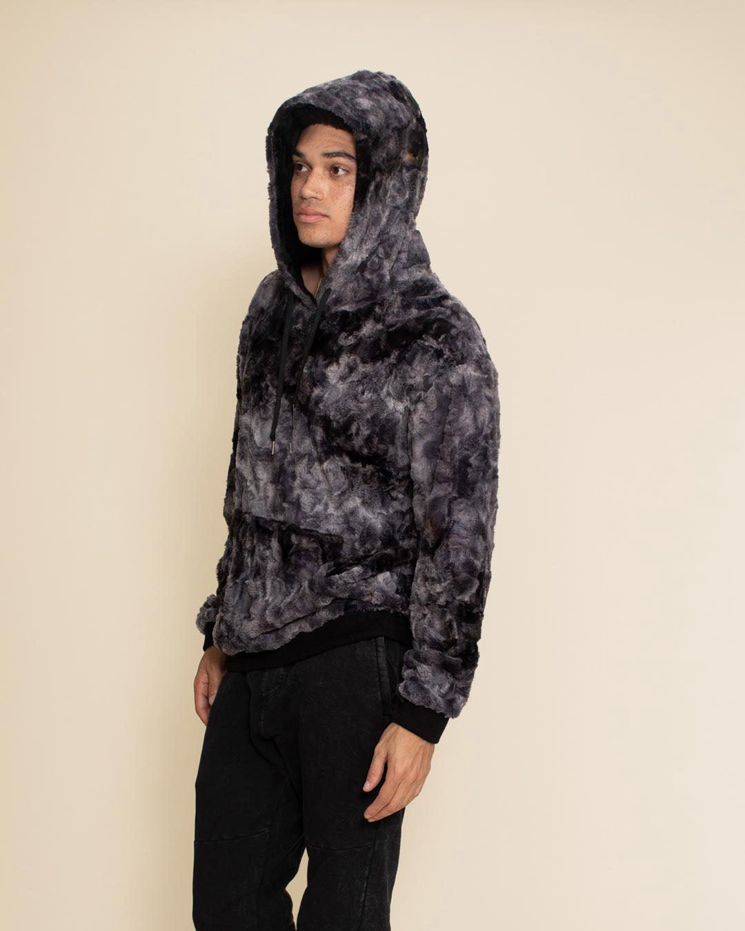 Men's Fur Hoodie | Tie Dye Blue Shark