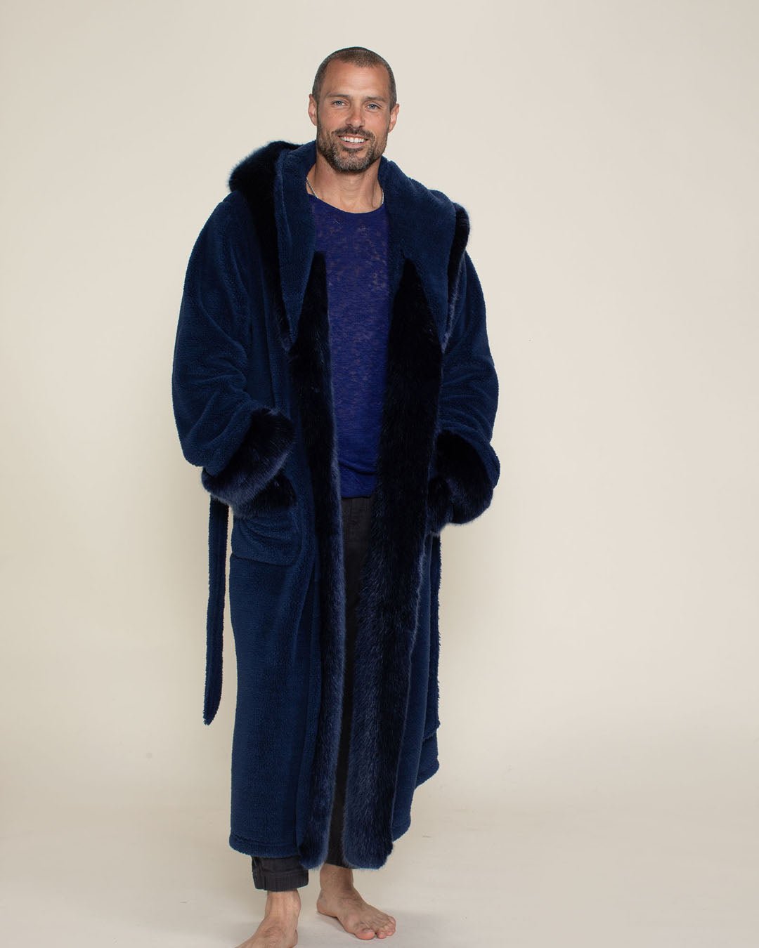 Classic Men's Luxury Blue Robe | Indigo Wolf