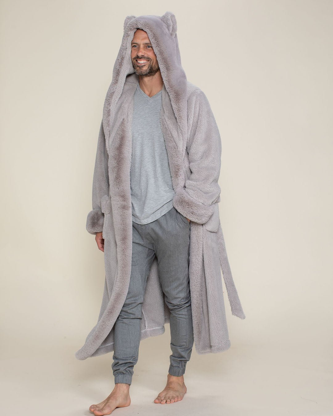 Classic Men's Luxury Grey Robe | Silver Fox