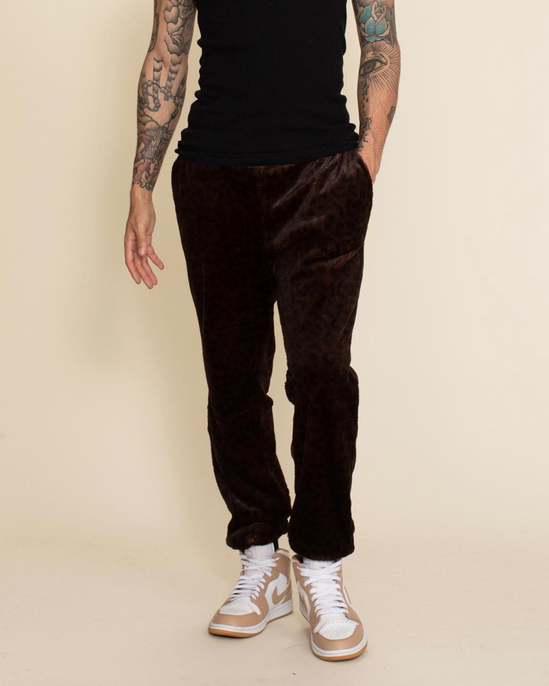 Mahogany Jaguar ULTRA SOFT Faux Fur Sweatpants | Men's