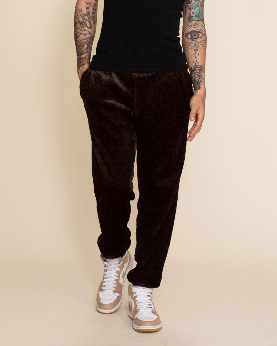 Mahogany Jaguar ULTRA SOFT Faux Fur Sweatpants | Men's