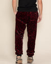 Men's Designer Sweatpants | Red Burgundy Leopard