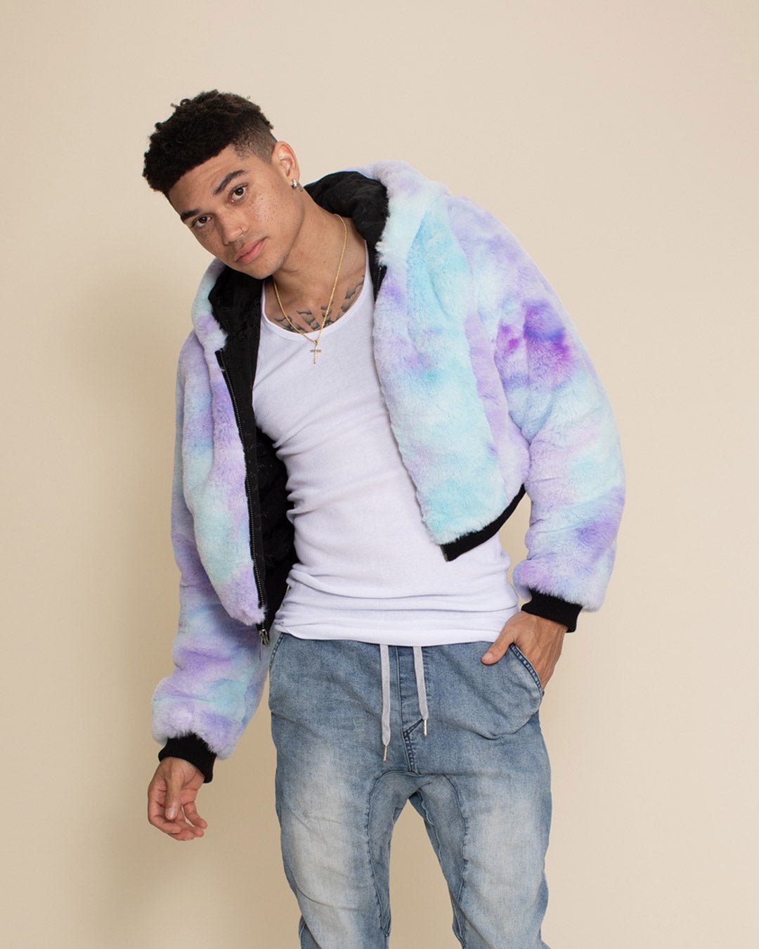 Mer Cat Classic Collector Edition Faux Fur Cropped Jacket | Men's