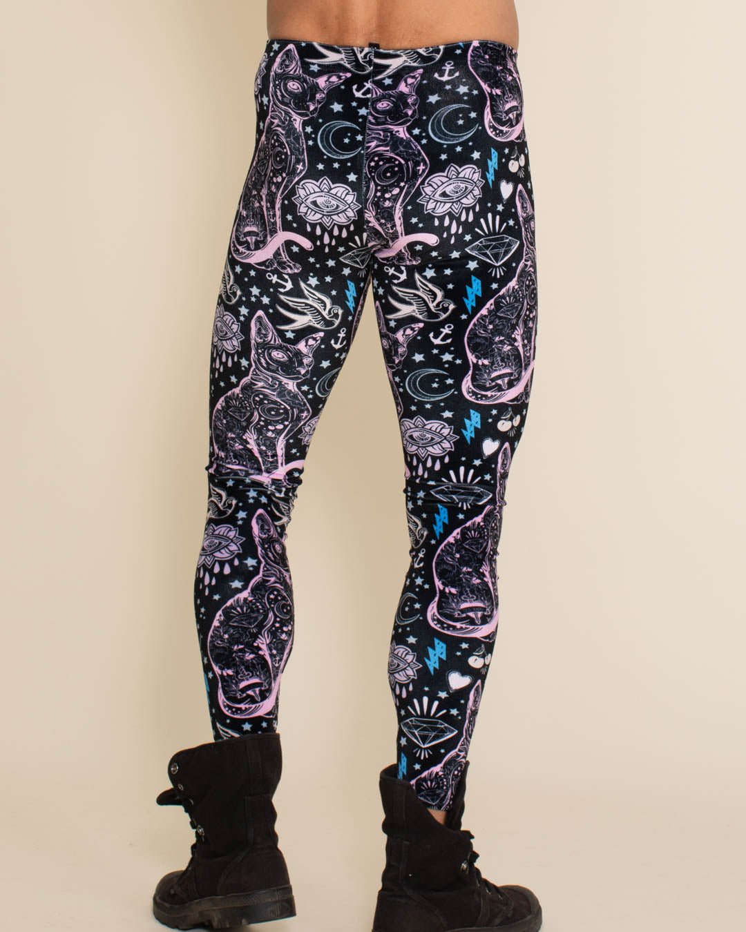 Men's Leggings | Black and Pink Sailor Cat