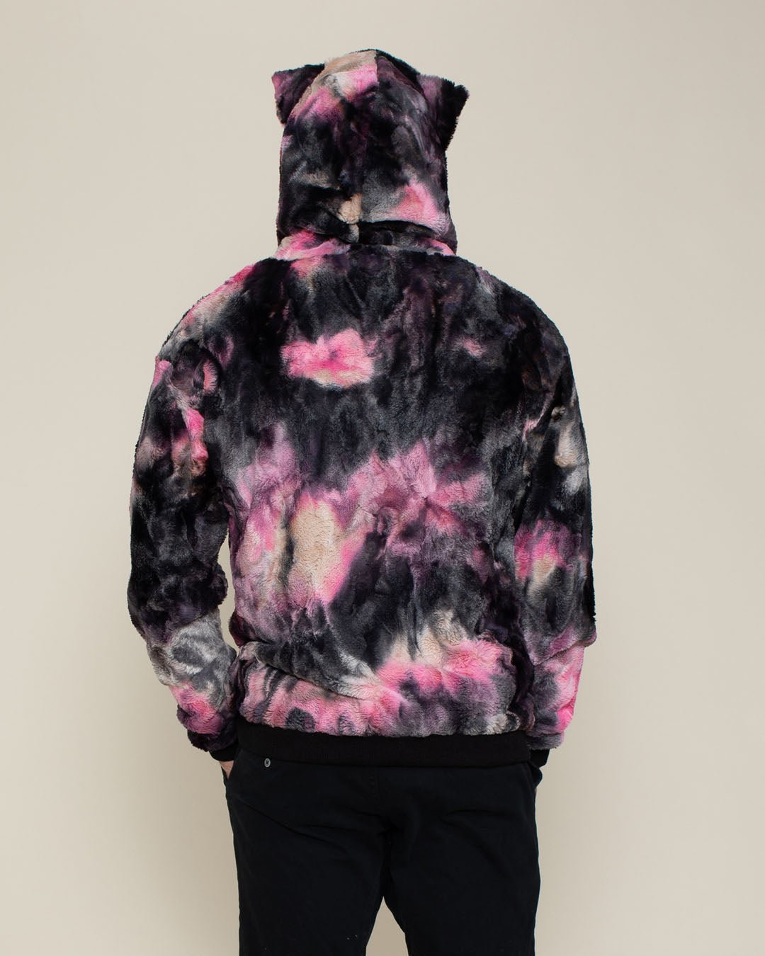 Classic Men's Fur Hoodie | Tie Dye Leopard