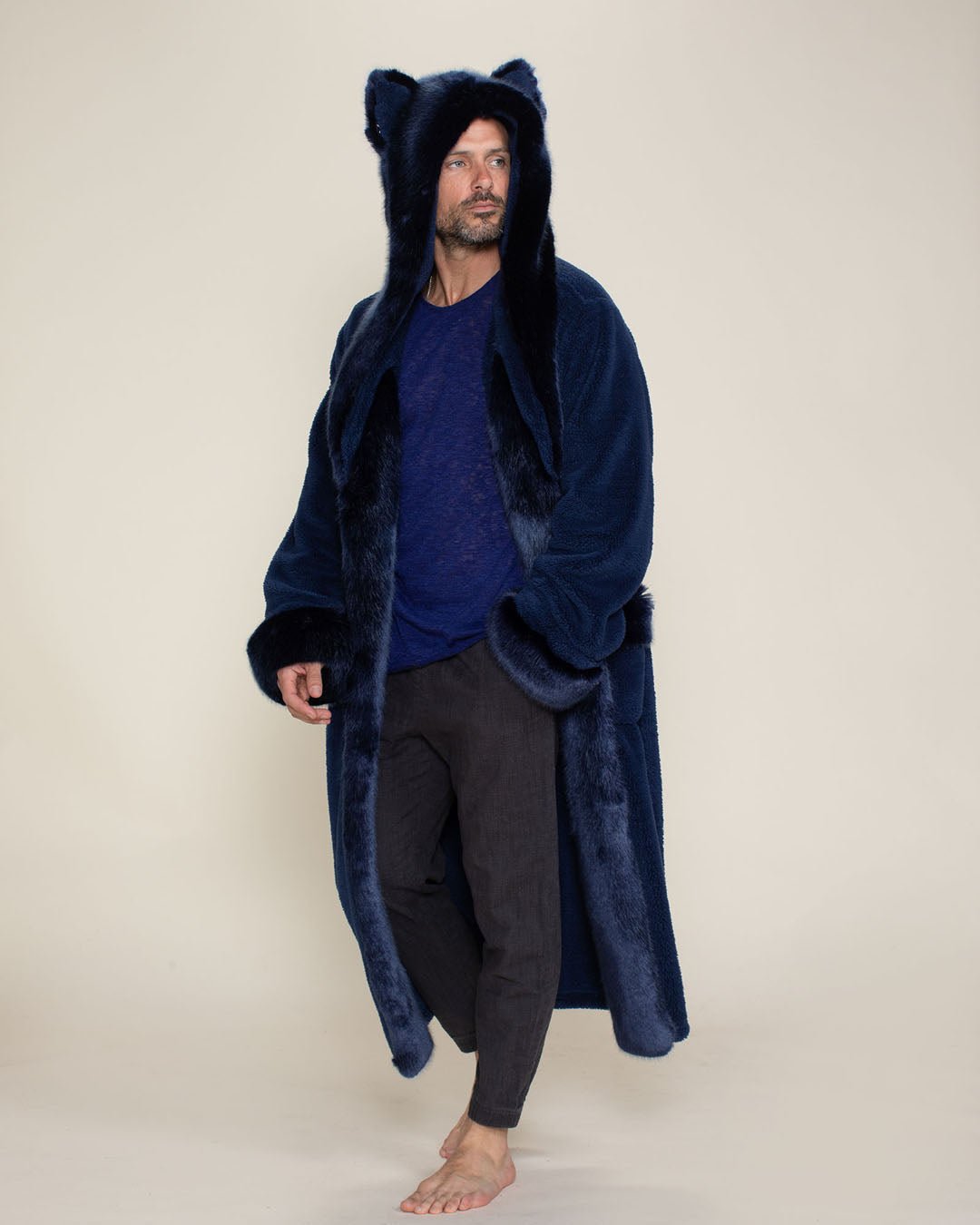 Classic Men's Luxury Blue Robe | Indigo Wolf