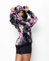 Classic Women's Fur Hoodie | Tie Dye Leopard