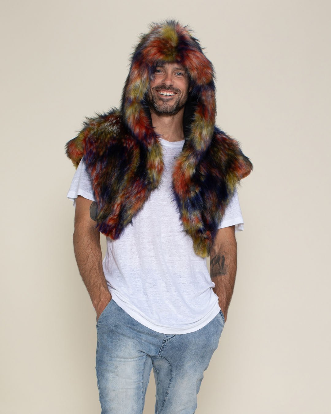 Parrot Collector Edition Hooded Faux Fur Shawl | Men's