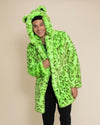 Classic Men's Faux Fur Coat | Neon Green Leopard