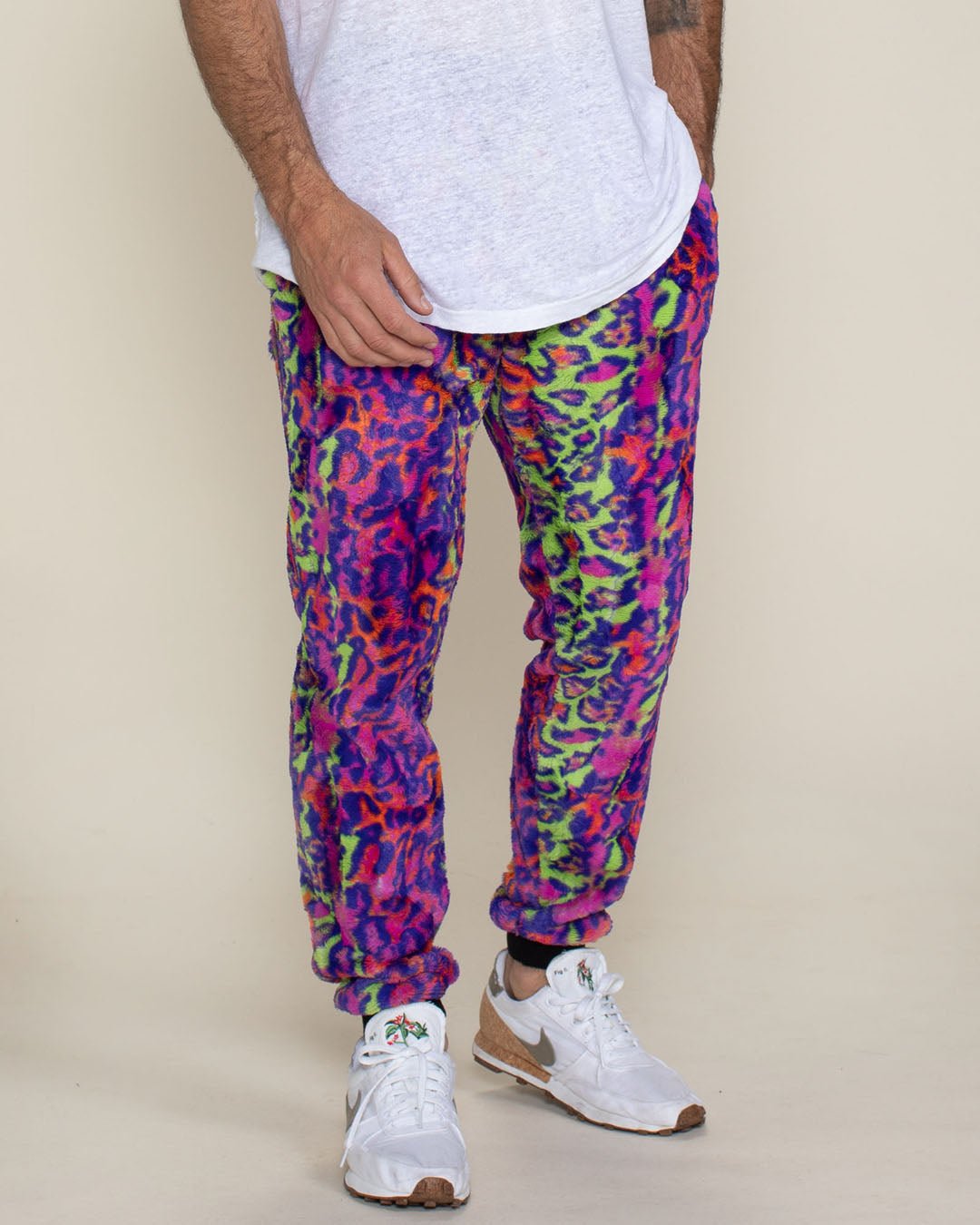 Men's Designer Sweatpants | Neon Disco Cat