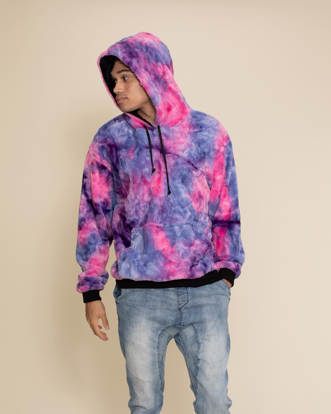 Men's Fur Hoodie | Tie-Dye Cotton Candy Cat