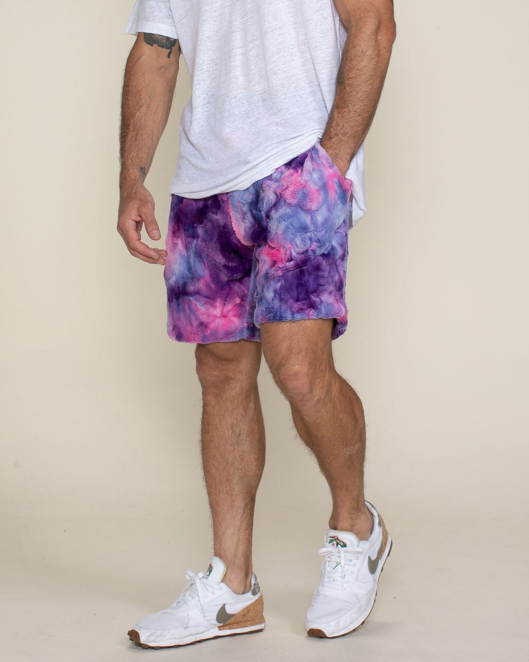 Cotton Candy Cat Ultra Soft Faux Fur Sweat Shorts | Men's