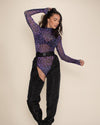 Women's Purple Mesh Bodysuit | Violet Panther