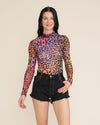 Women's Colorful Mesh Bodysuit | Sunset Leopard