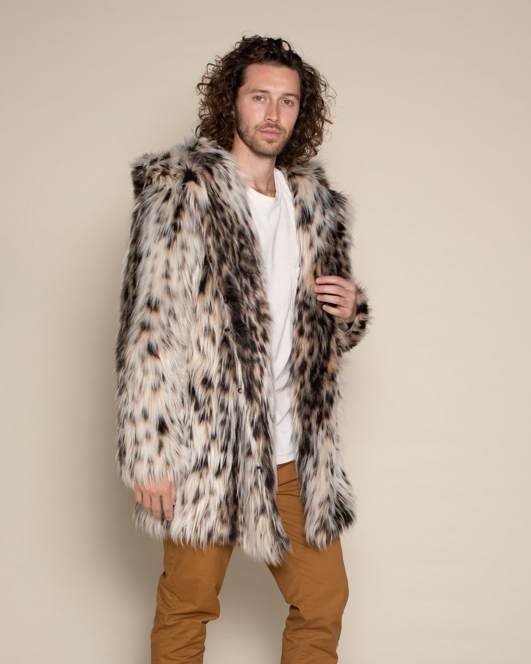 Men s Faux Fur Coat with Hood Lil Cheetah SpiritHoods