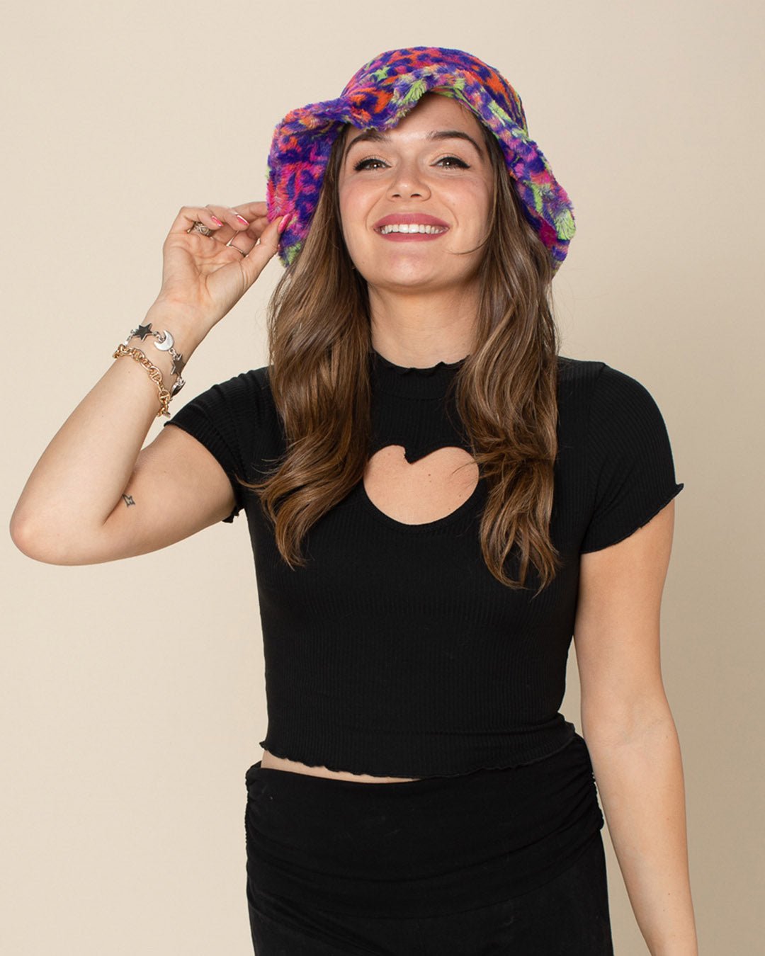 Women&#39;s Fur Bucket Hat | Neon Disco Kitty