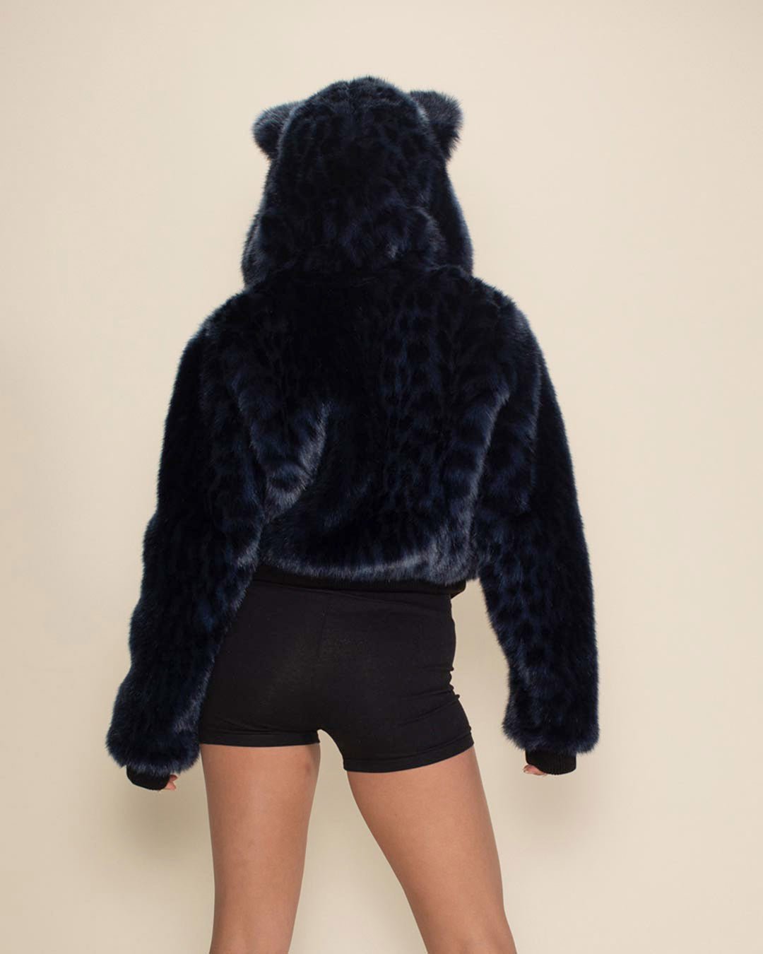 Indigo Leopard Classic Collector Edition Faux Fur Cropped Jacket | Women's