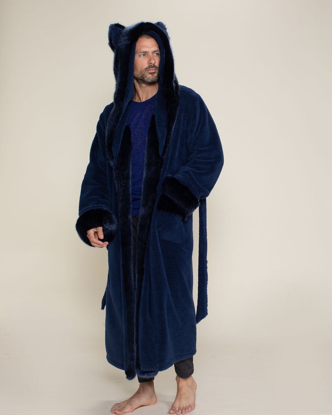 Classic Men's Luxury Blue Robe | Indigo Wolf