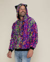 Classic Men's Fur Hoodie | Neon Disco Cat