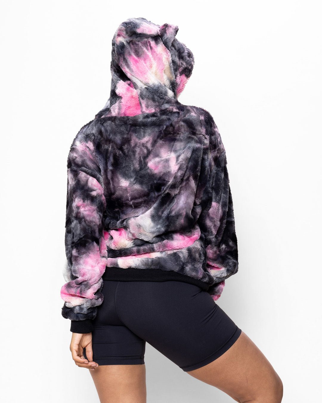 Classic Women's Fur Hoodie | Tie Dye Leopard