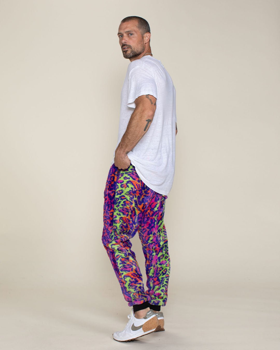 Men's Designer Sweatpants | Neon Disco Cat