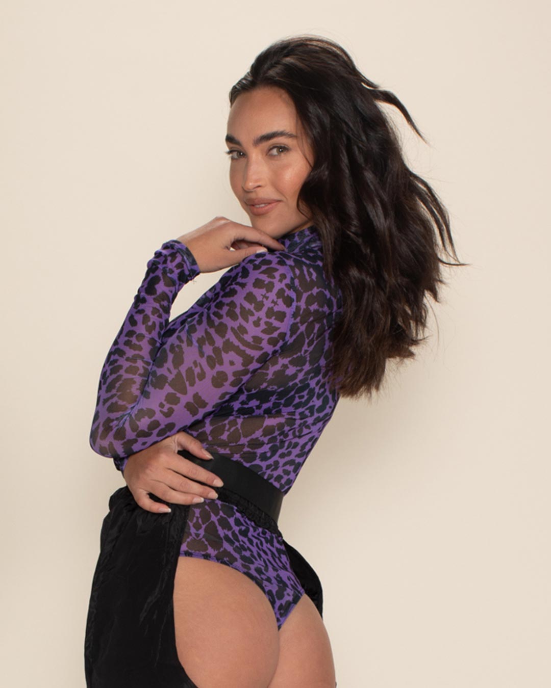 Women's Purple Mesh Bodysuit | Violet Panther