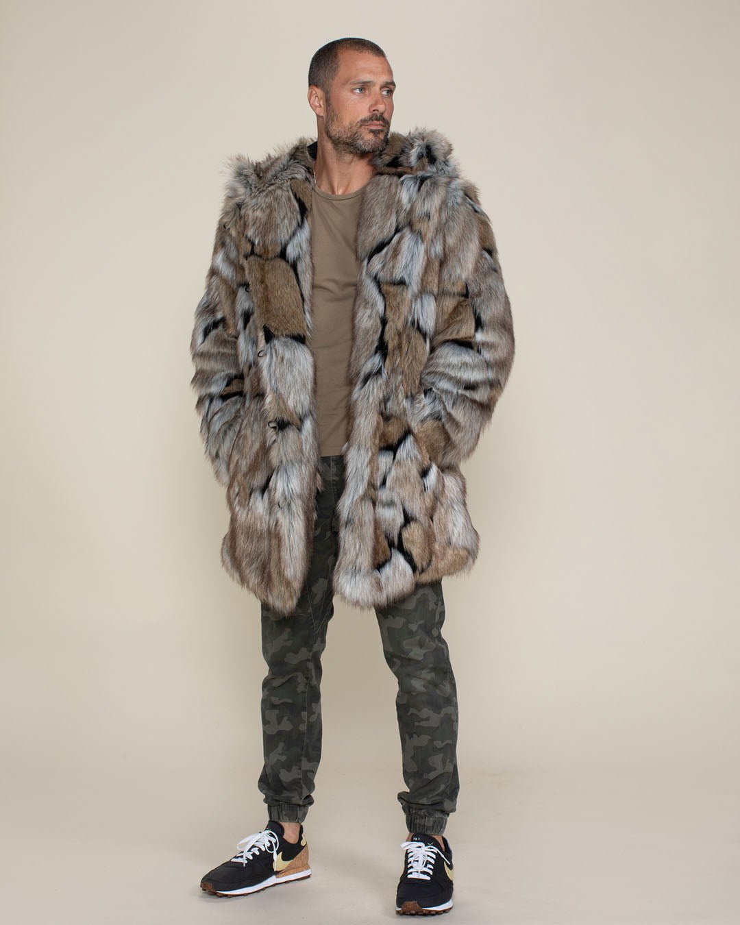 Men s Faux Fur Coat With Hood Wolverine SpiritHoods