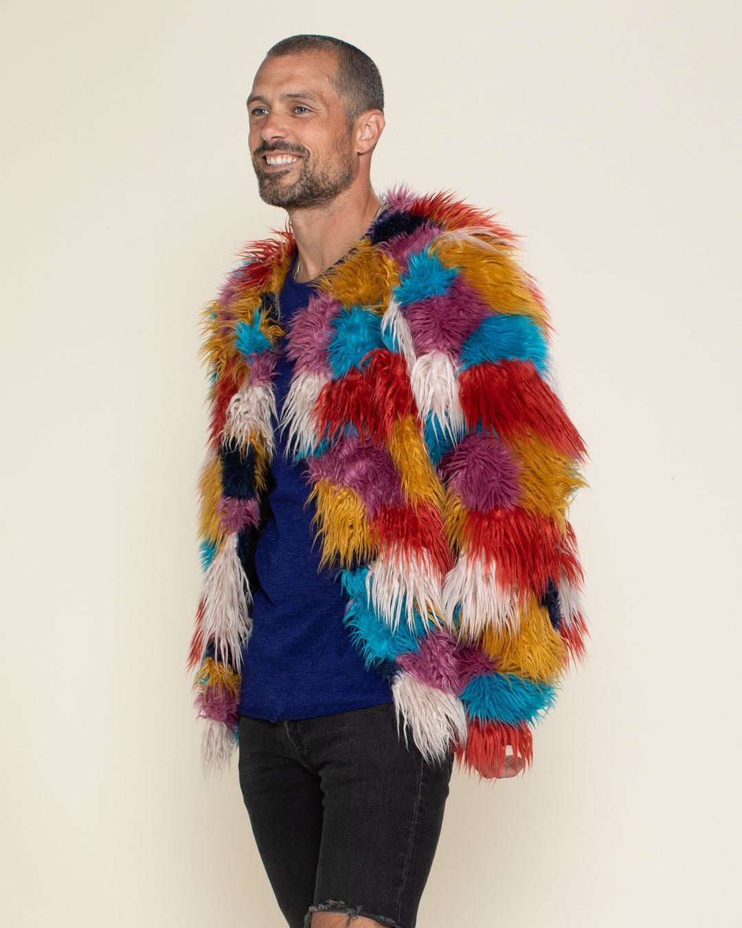 Men's Colorful Faux Fur Jacket | Butterfly