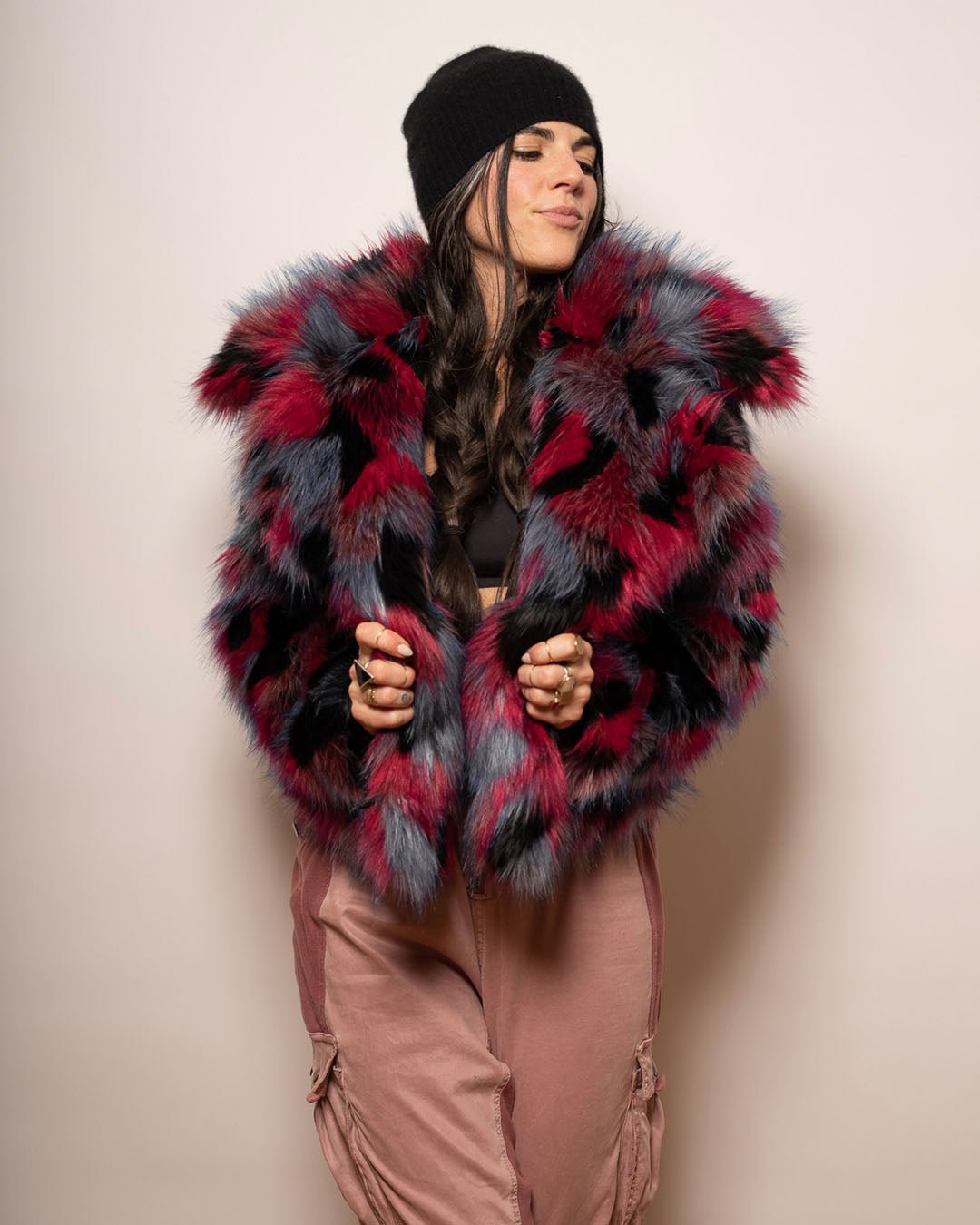 Women's Colorful Faux Fur Jacket | Crimson Cat