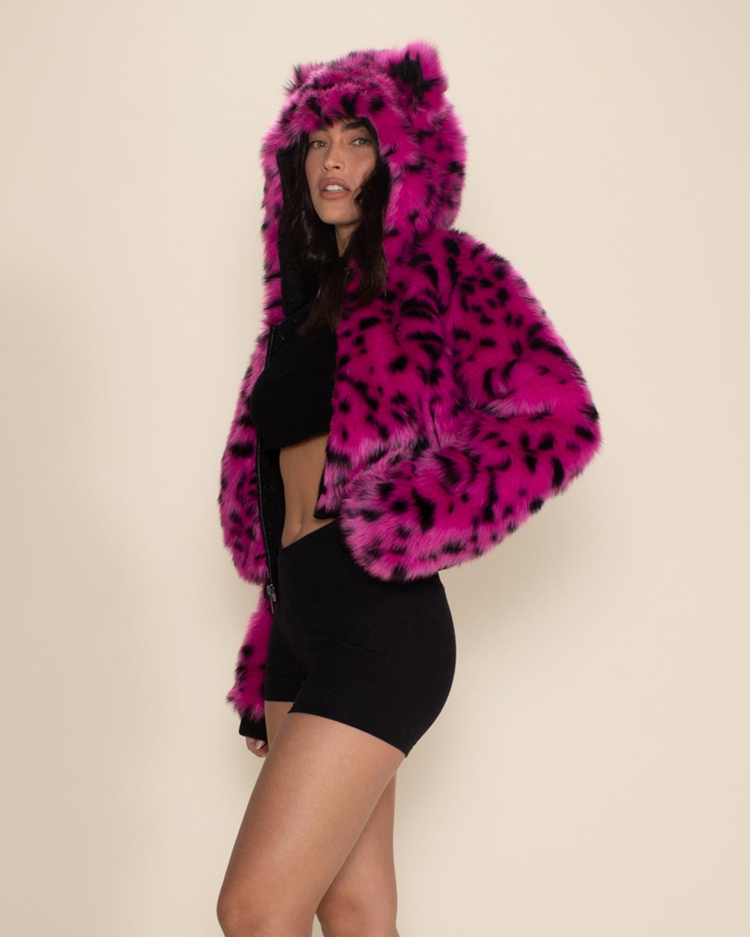 Pink Cheetah Classic Collector Edition Faux Fur Cropped Jacket | Women's