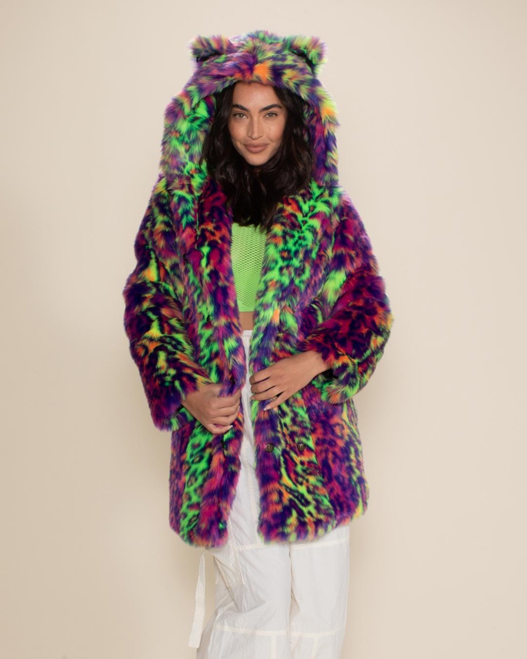 Colorful fur parka best sale