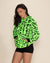 Women's Fur Hoodie | Neon Green Leopard