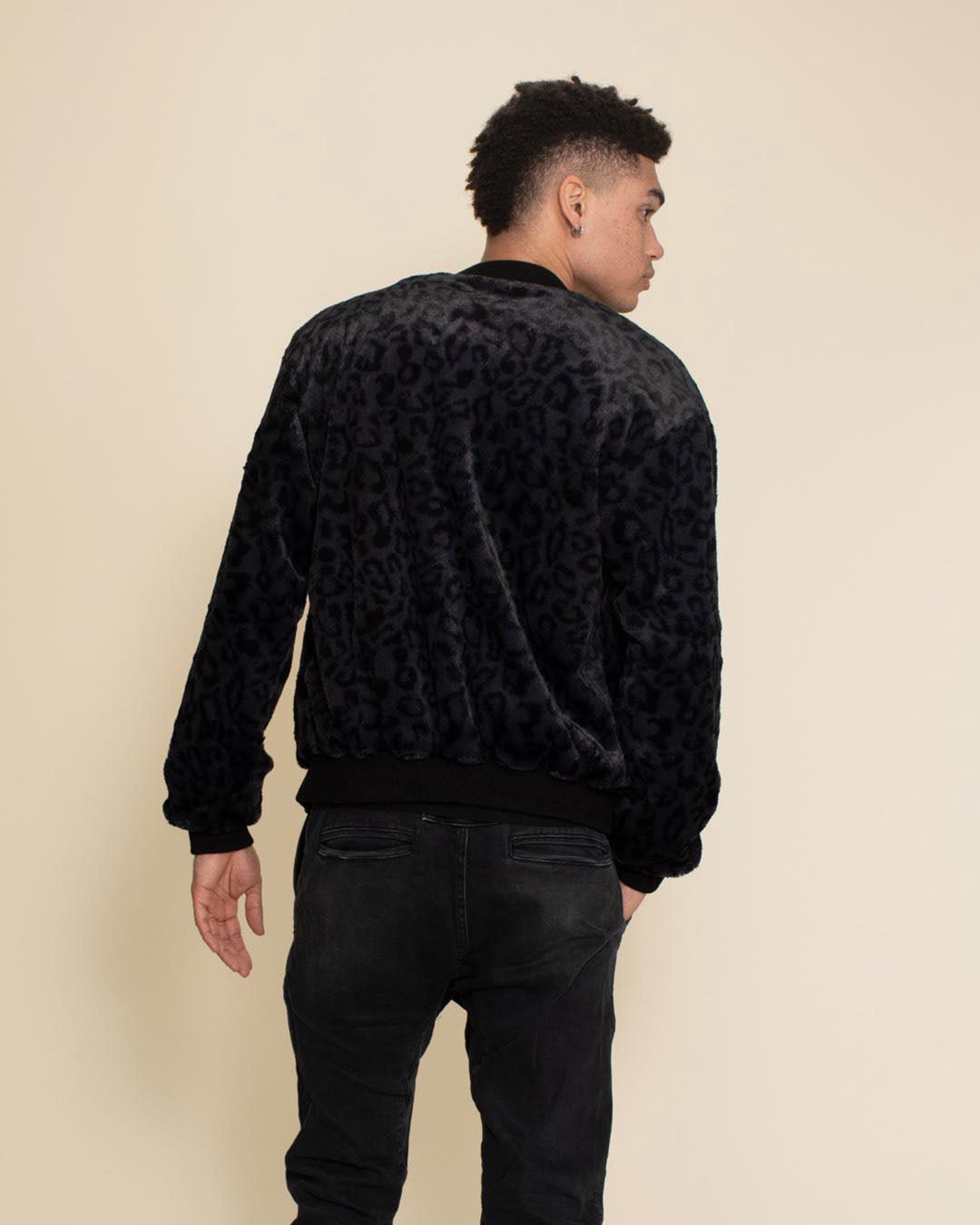 Slate Leopard ULTRA SOFT Faux Fur Bomber Jacket | Men's