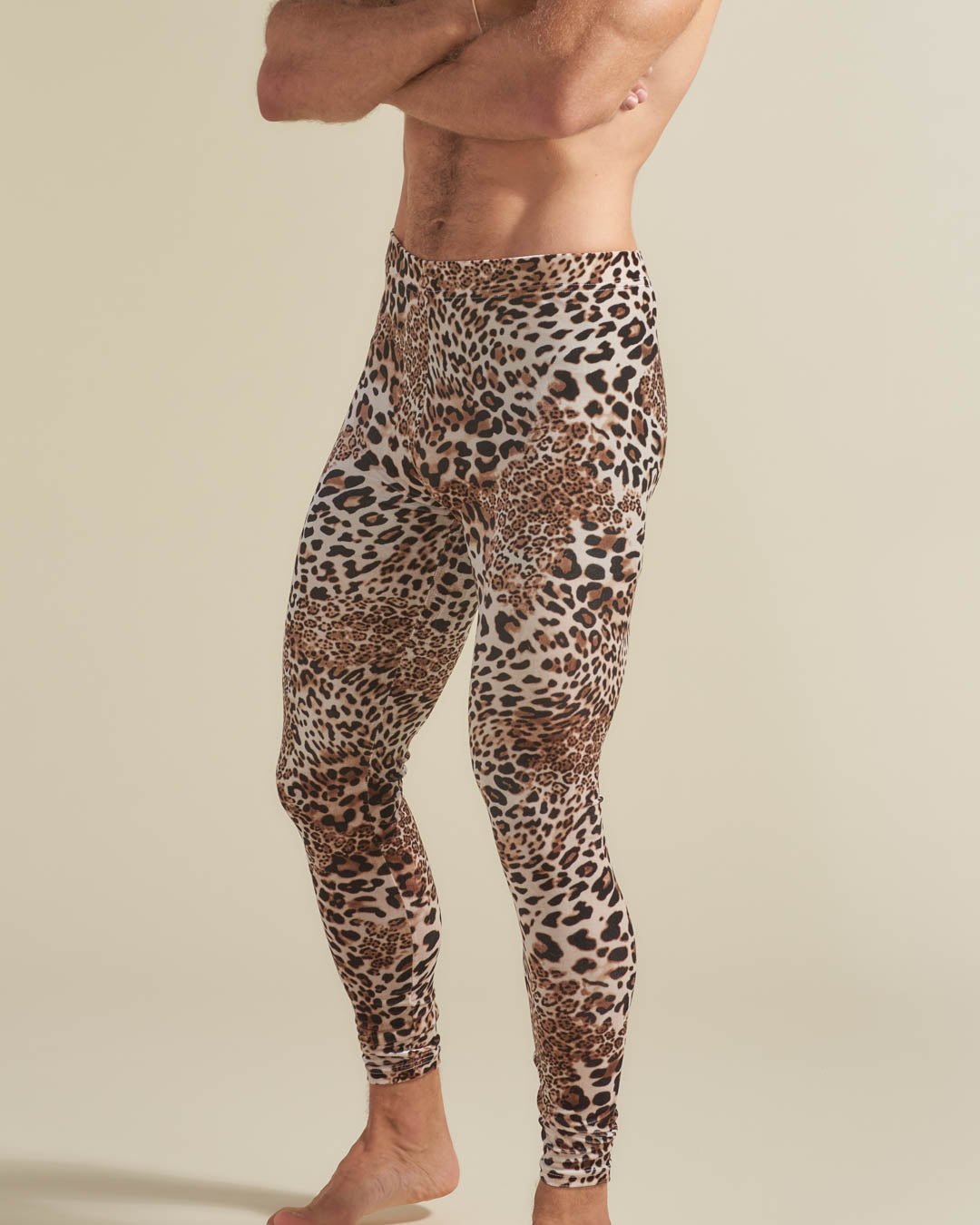 SpiritHoods Arabian Leopard Spotted Stretch Polyester Velvet Designer Men's Leggings Meggings Unisex