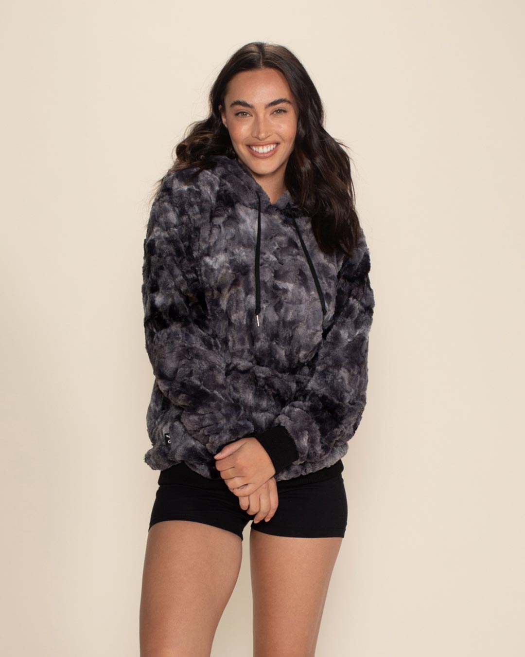 Women's Fur Hoodie | Tie Dye Blue Shark