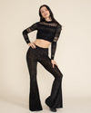 Women's Velvet Flare Pant | Black Burnout Leopard