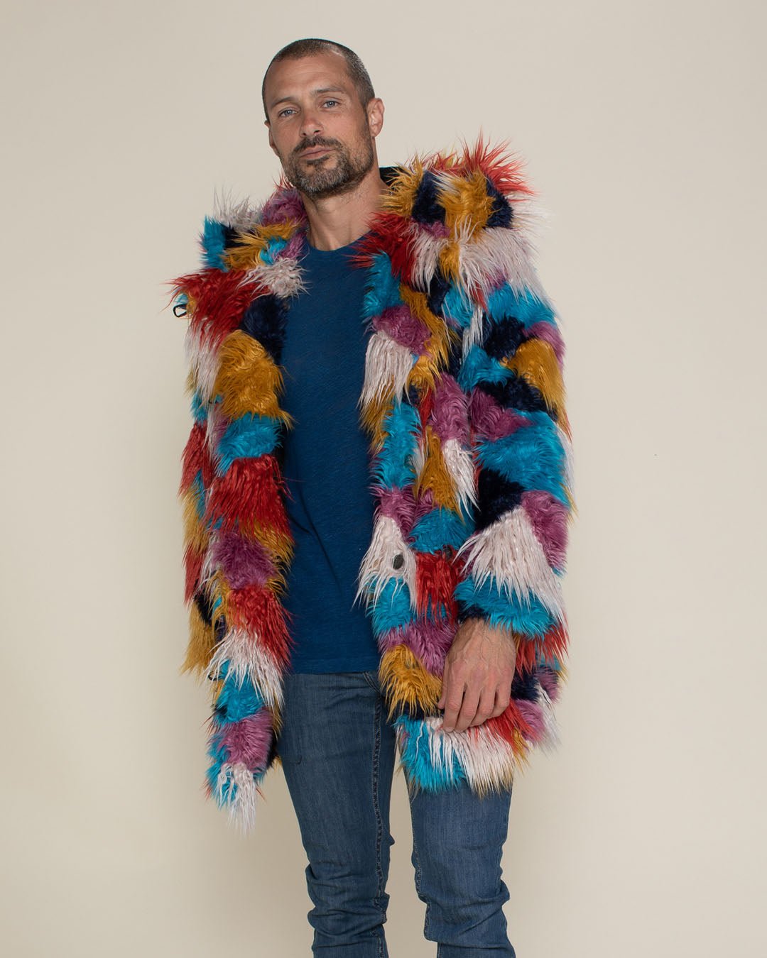 Hooded Men's Faux Fur Coat | Butterfly