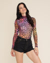 Women's Colorful Mesh Bodysuit | Sunset Leopard