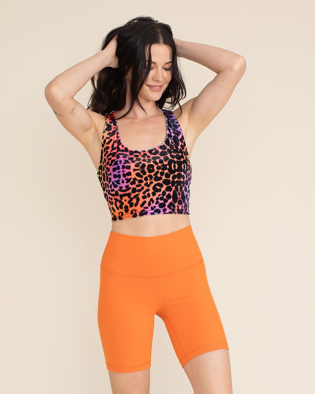 Sunset Leopard Velvet Crop Tank Top | Women's