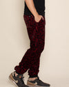 Men's Designer Sweatpants | Red Burgundy Leopard