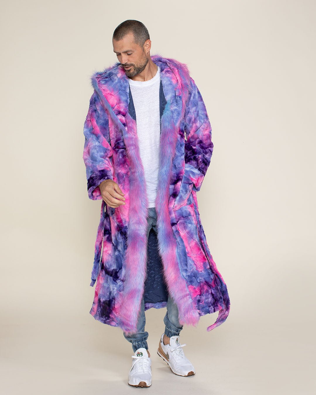 Classic Men's Long Faux Fur Coat | Cotton Candy Cat