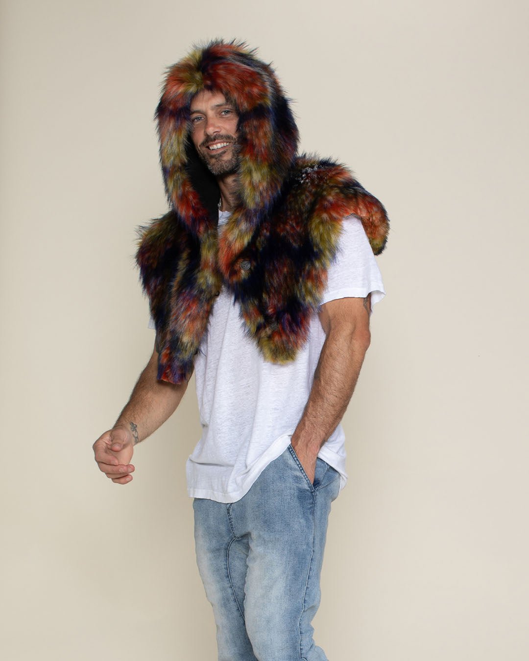 Parrot Collector Edition Hooded Faux Fur Shawl | Men's