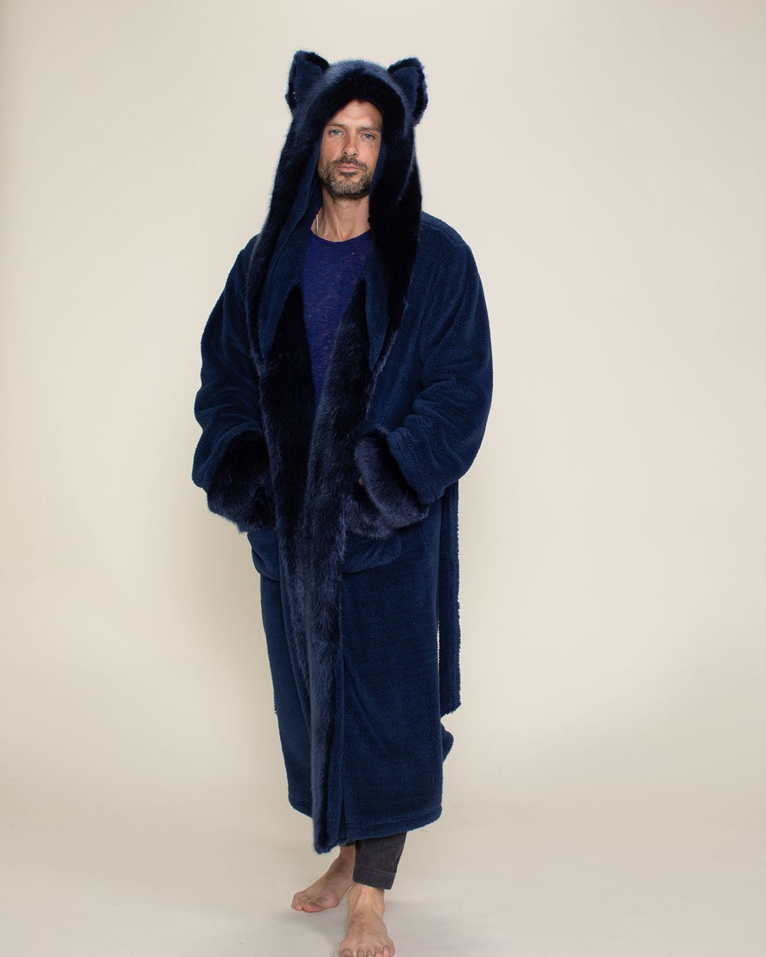 Classic Men&#39;s Luxury Blue Robe | Indigo Wolf