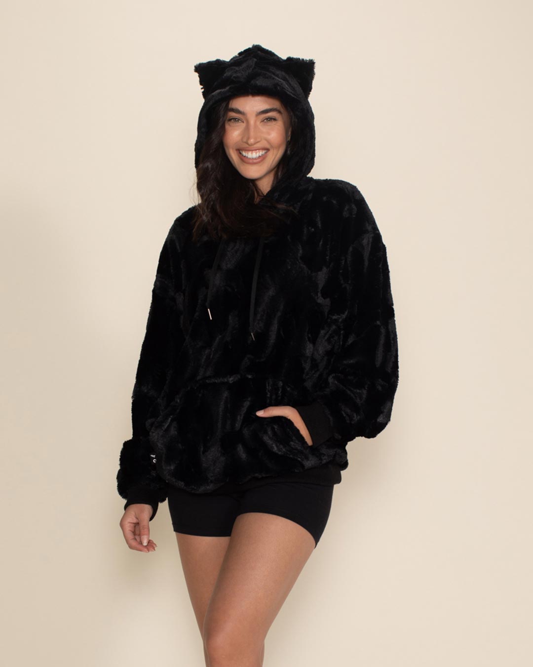 Fur black hoodie hotsell