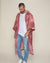 Rose Crocodile Hooded Burnout Velvet Kimono | Men's