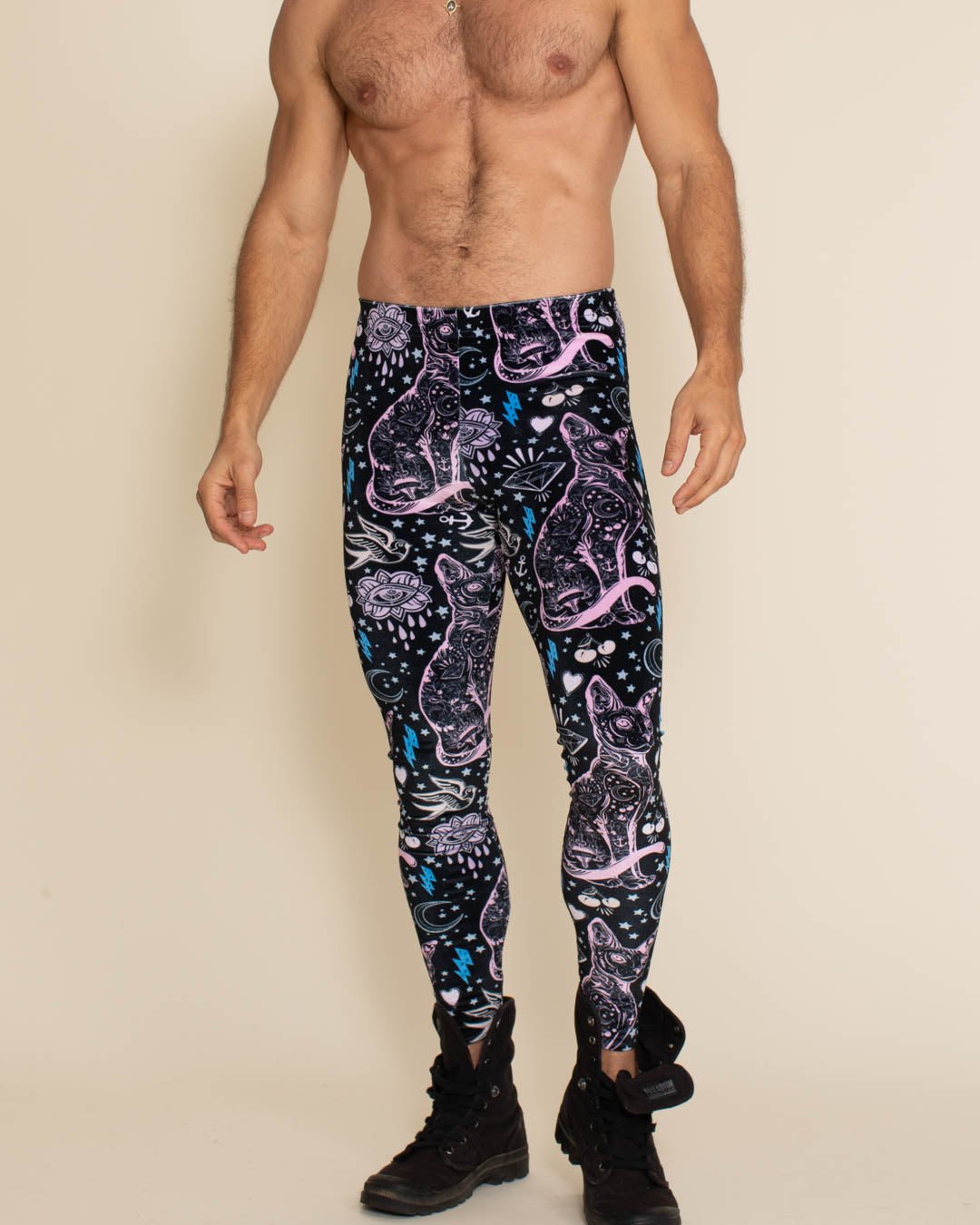 Men&#39;s Leggings | Black and Pink Sailor Cat