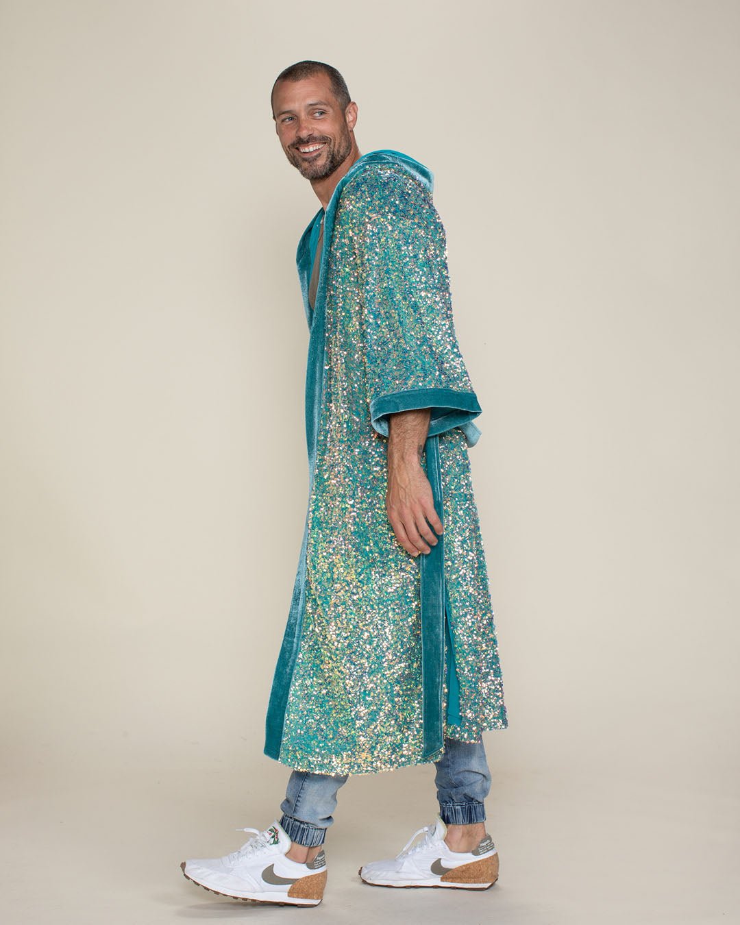 Firefly of the Sea Hooded Sequin Kimono | Men's