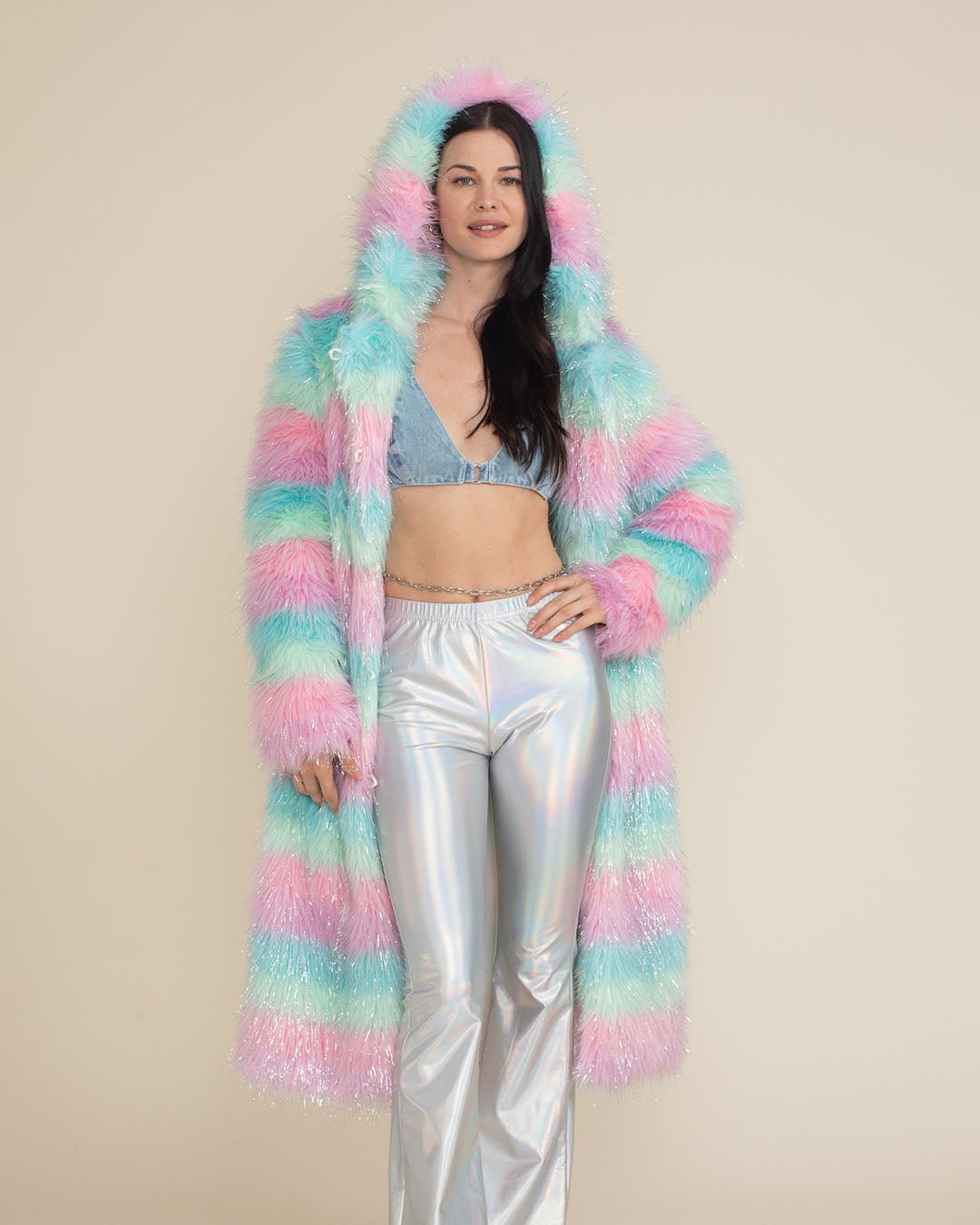 Hooded Women's Long Faux Fur Coat | Doll Party