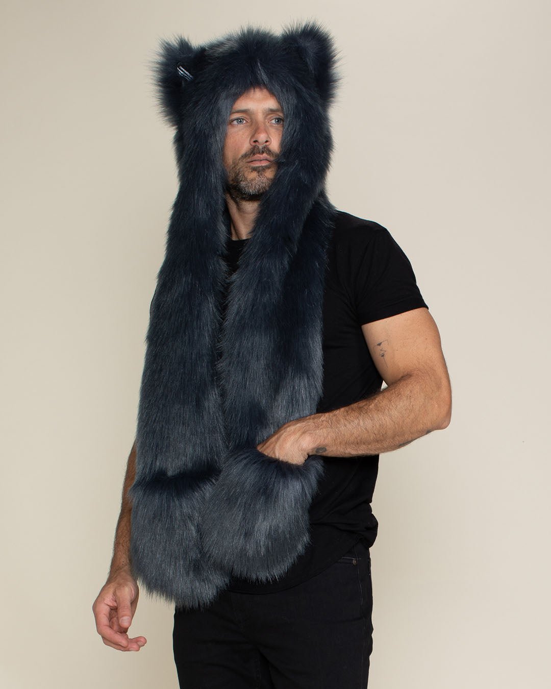 Moroccan Blue Wolf Collector Edition Faux Fur Hood | Men's