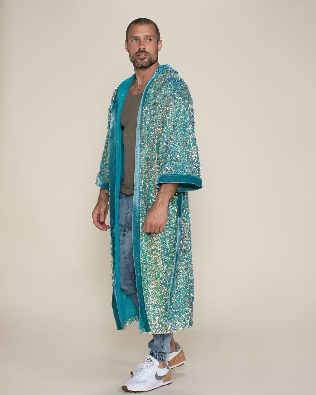 Firefly of the Sea Hooded Sequin Kimono | Men's